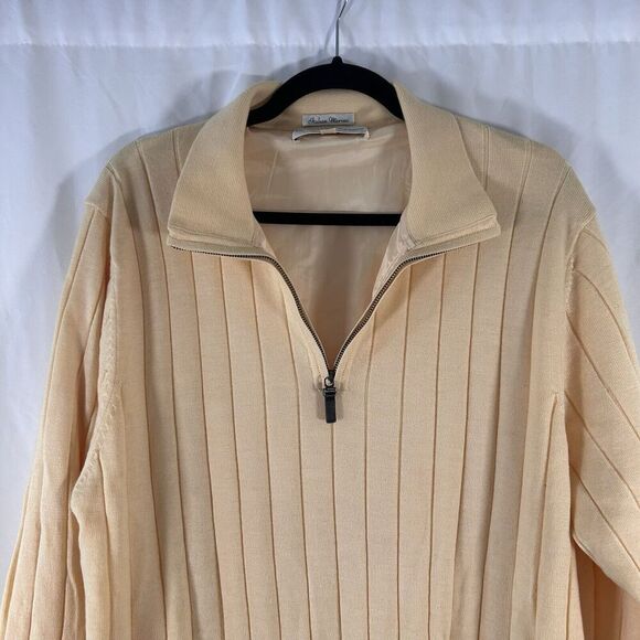 Fairway & Greene Italian Merino Sweater Men's Large Yellow Wool 1/4 Zip Lined - Picture 2 of 11